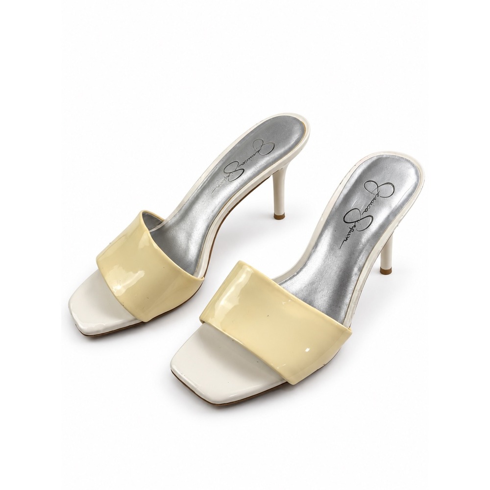 Jessica Simpson Vintage Y2K Cream Patent Kitten Heel Mules Women's Size 9